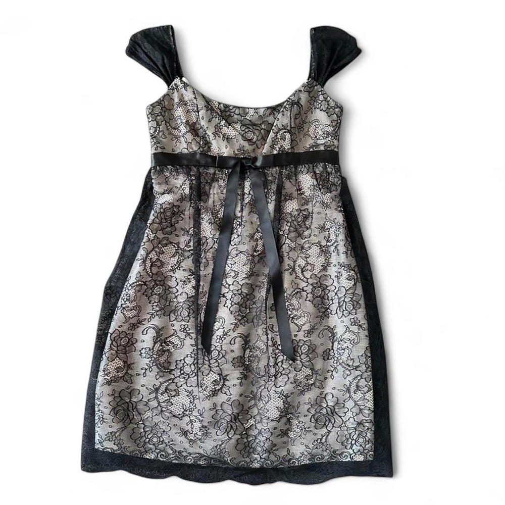 Jessica McClintock Black Lace Babydoll Dress